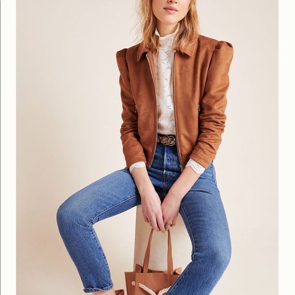 Anthro Piper & Jane Brie Sueded Moto Jacket - Picture 1 of 6